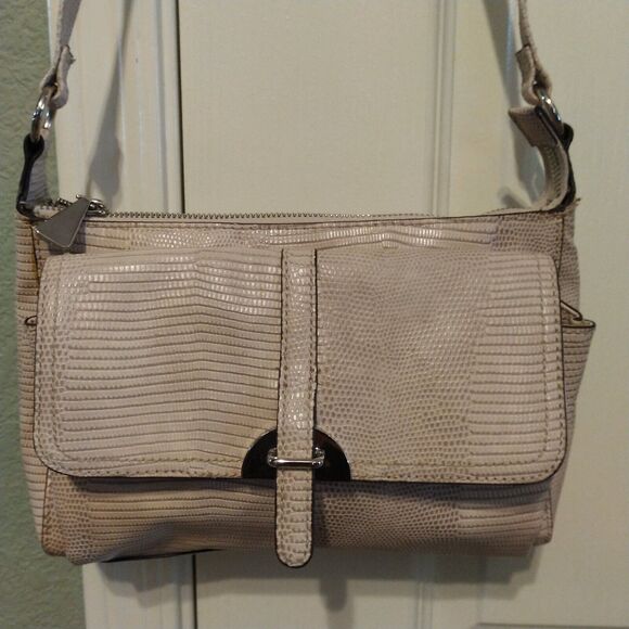 Liz Claiborne Handbags - Liz Claiborne Women's Cream Faux Alligator Leather Purse Crossbody Shoulder Bag
